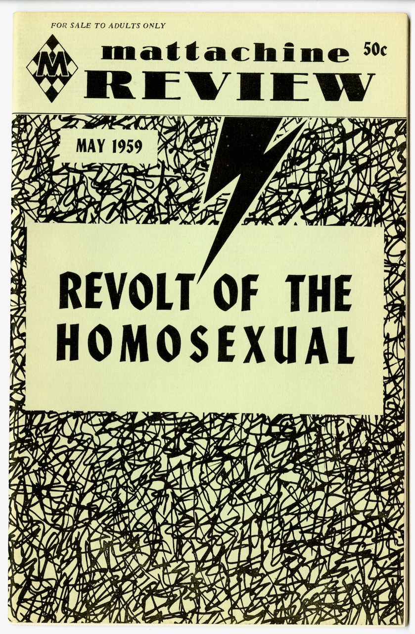 Cover of Mattachine Review, gay rights publication from 1959