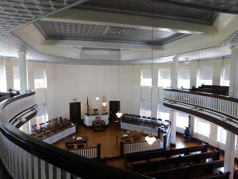 Interior view of the courtroom at the old Monroeville, Alabama, County Courthouse