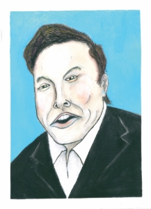 Caricature of Elon Musk