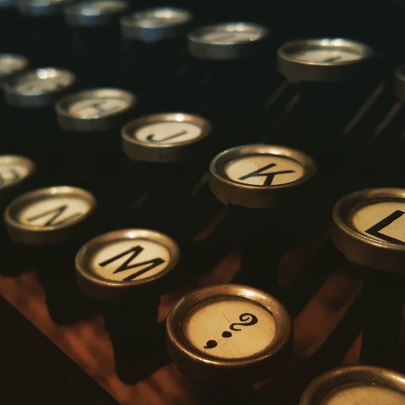 Close up image of antique typewriter keys